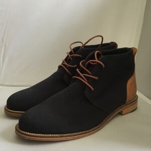 Men's Blue Canvas Chukka Boots with Tan Leather Trim